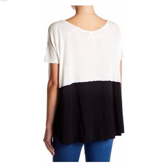 We The Free White and Black Blockcore, Oversized Asymmetrical T-Shirt - Picture 5 of 9